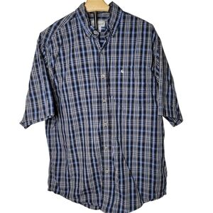 Carhartt Blue Plaid Short Sleeve Button Up Shirt